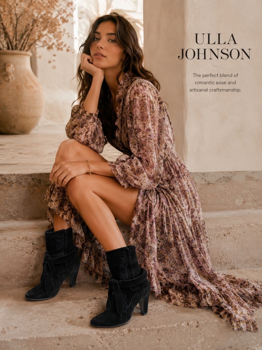 Ulla Johnson black suede embroidered Aggie boots size 7